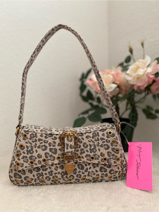 Betsey Johnson Handbags - Betsey Johnson Leopard Print Shoulder Bag with Gold Buckle